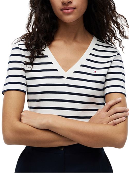 T-shirt slim fit scollo a v Tommy Hilfiger | WW0WW4058403L